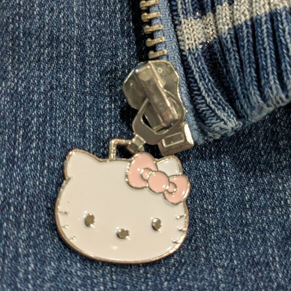Hello Kitty Girl's Denim Varsity Jacket, Size 5, Sequin Logo Blue, Full Zip - Picture 13 of 15